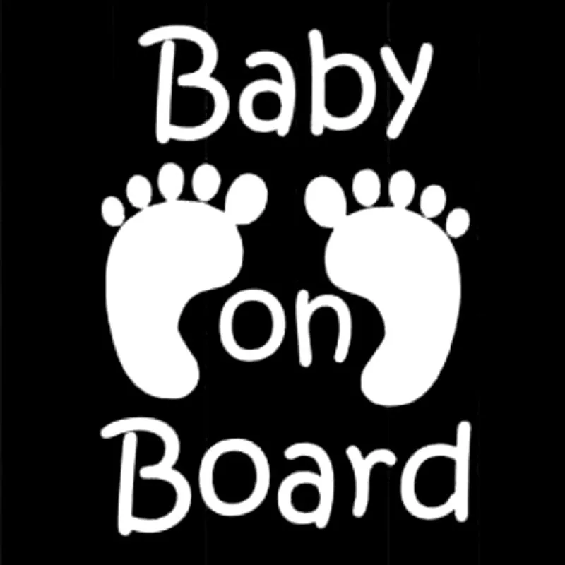 QYPF 11.8CM*16.1CM BABY ON BOARD Footprints Baby In The Car Stickers Warning Decals Black/Silver Vinyl S9-2021 | Автомобили и
