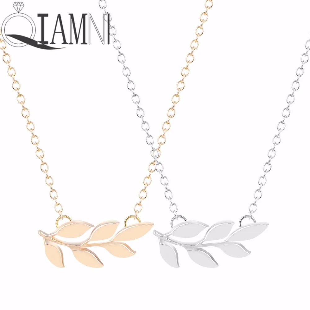 Модное уникальное ожерелье QIAMNI с органическими листьями Лавра для женщин и