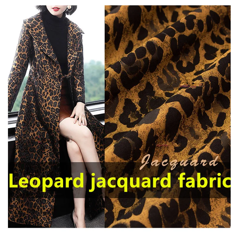 

SASKIA 1Meter leopard Brocade Jacquard Fabric 62" Polyester Material Sew On Women Dress Coat Cloth Patchwork Zakka Fabrics DIY