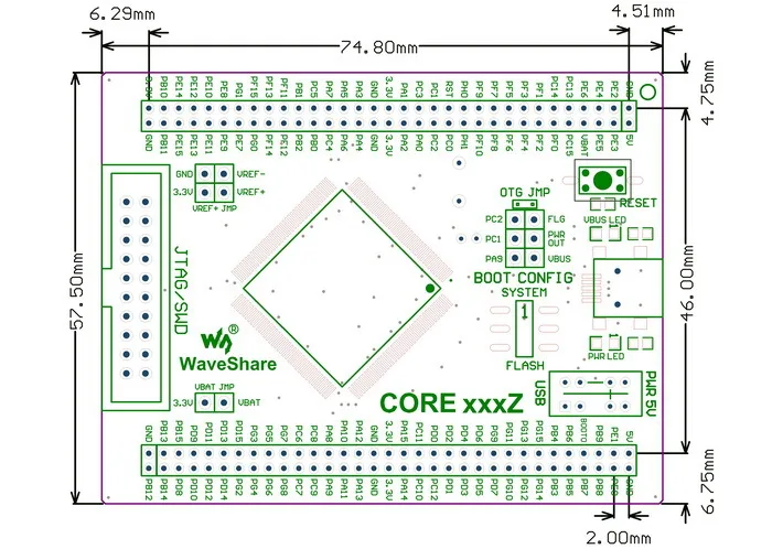 

5pcs/lot STM32 Board Core407Z STM32F407ZxT6 STM32F407 STM32 ARM Cortex-M4 Evaluation Development Core Board with Full IOs