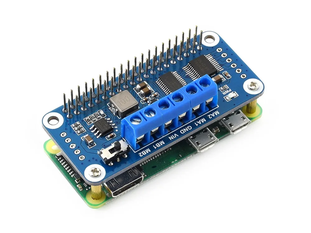 

Motor Driver HAT for Raspberry Pi Zero/Zero W/Zero WH/2B/3B/3B+, I2C Interface,Onboard PCA9685 chip