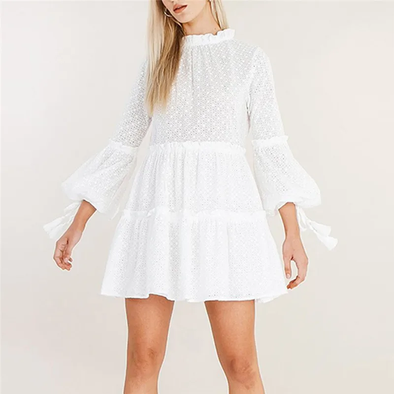 Женское модное однотонное свободное платье большого размера с длинными рукавами