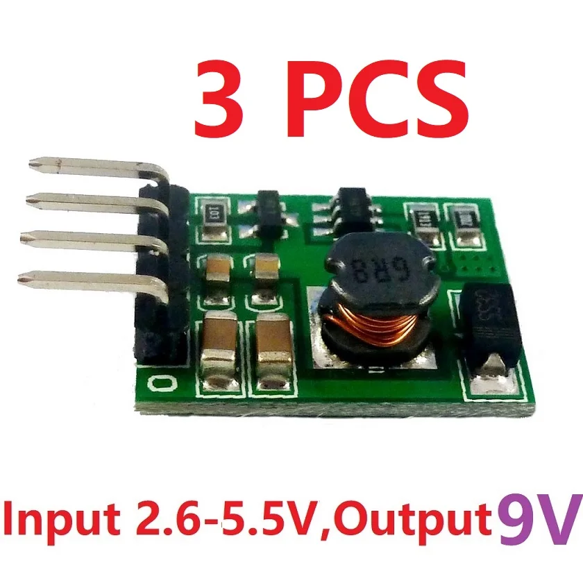9V(with Pin) 3 шт с включением вкл/выкл DC-DC 3 в 3,3 В 3,7 в 4,2 в 5 В до 5 В 6 в 9 в 12 В повышающий преобразователь регулирование напряжения питания - Цвет: 9V(with Pin)