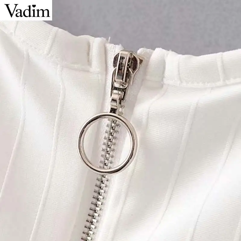 Vadim женские сексуальные черно белые майки на молнии без рукавов с открытой спиной