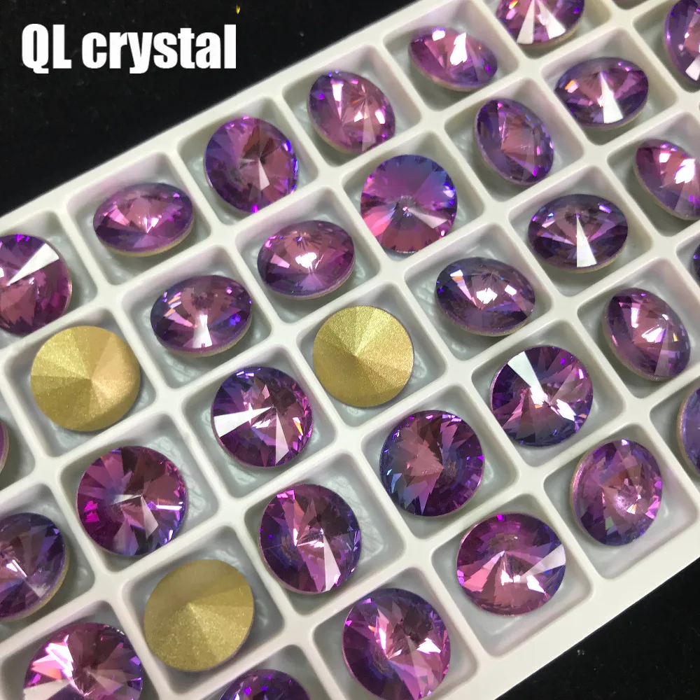 QL Crystal Tourmaline K9 Glass 12mm Round Pointback Fancy Stone for DIY garment bags shoes Jewelry accessory | Дом и сад