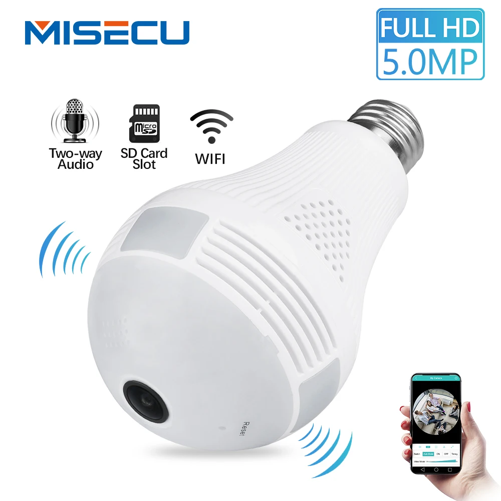 MISECU 5.0MP 3.0MP 1.3MP 360 градусов VR аудио 128 ГБ слот беспроводная ip-камера лампа Wi-Fi рыбий глаз Домашняя безопасность WiFi камера безопасности