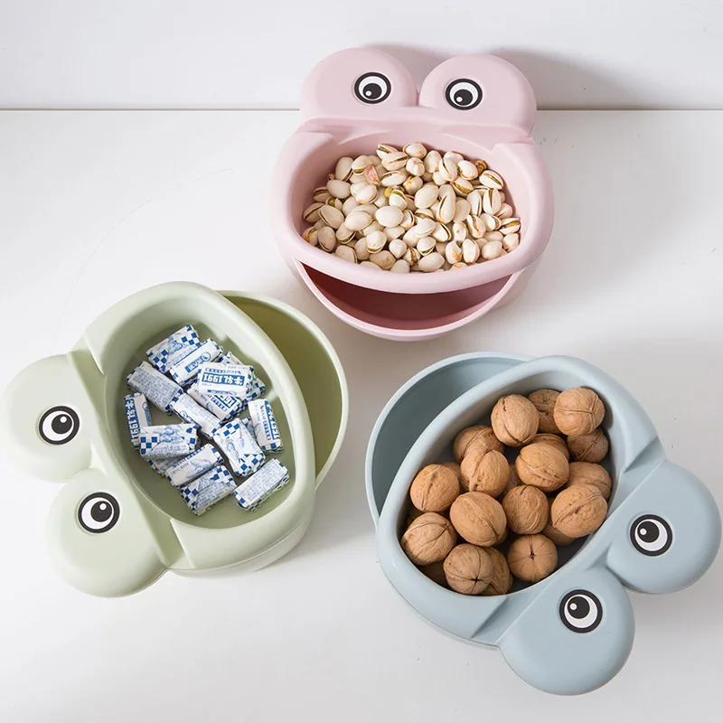 Cartoon Double-layer Dried Fruit Plate Organizer Creative Lazy People Melon Household Plastic Candy Dish Snack Storage Box | Дом и сад
