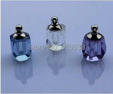 

20pcs/lot Eight facet rice vial pendant locket reseal top Cylinder Crystal perfume Pendant, Rice Charms pendants glass vials