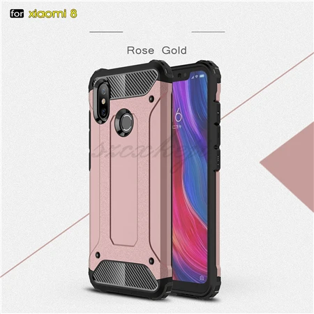 Чехол для Xiaomi mi 8 mi 8SE mi 8 Lite Diamond Armor ударопрочный гибрид жесткий и прочный резиновый чехол для Xiaomi mi 8 SE - Цвет: Rose gold