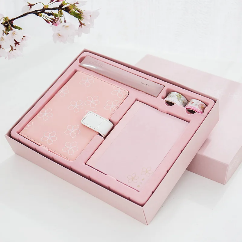 Чехол из ПУ кожи Meet Sakura ежедневный подарочный набор для блокнота с ручкой лентами