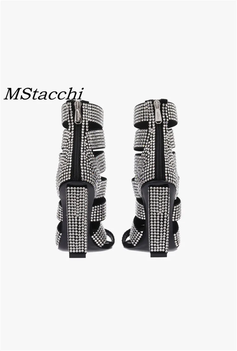 Mcacchi/; летние женские босоножки; модные блестящие Серебристые стразы; обувь на высоком каблуке; пикантная обувь с открытым носком; женские сандалии для вечеринок