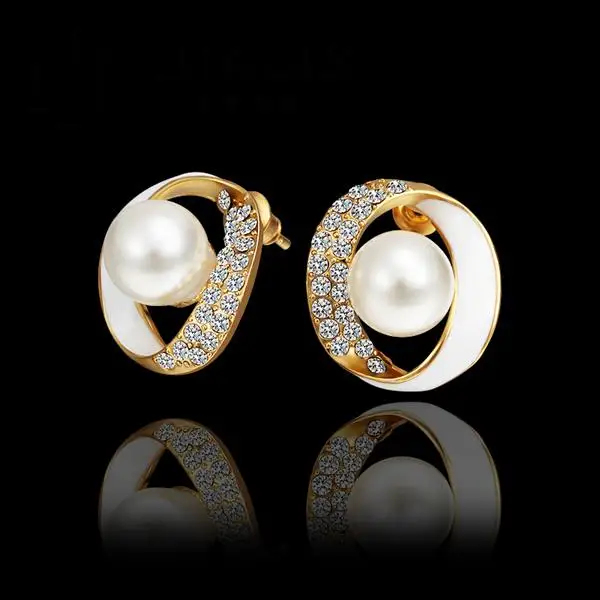 E624 Wholesale!Nickle Free Antiallergic18K Real Gold PlatedEarrings For Women New Fashion JewelryFree Shipping | Украшения и