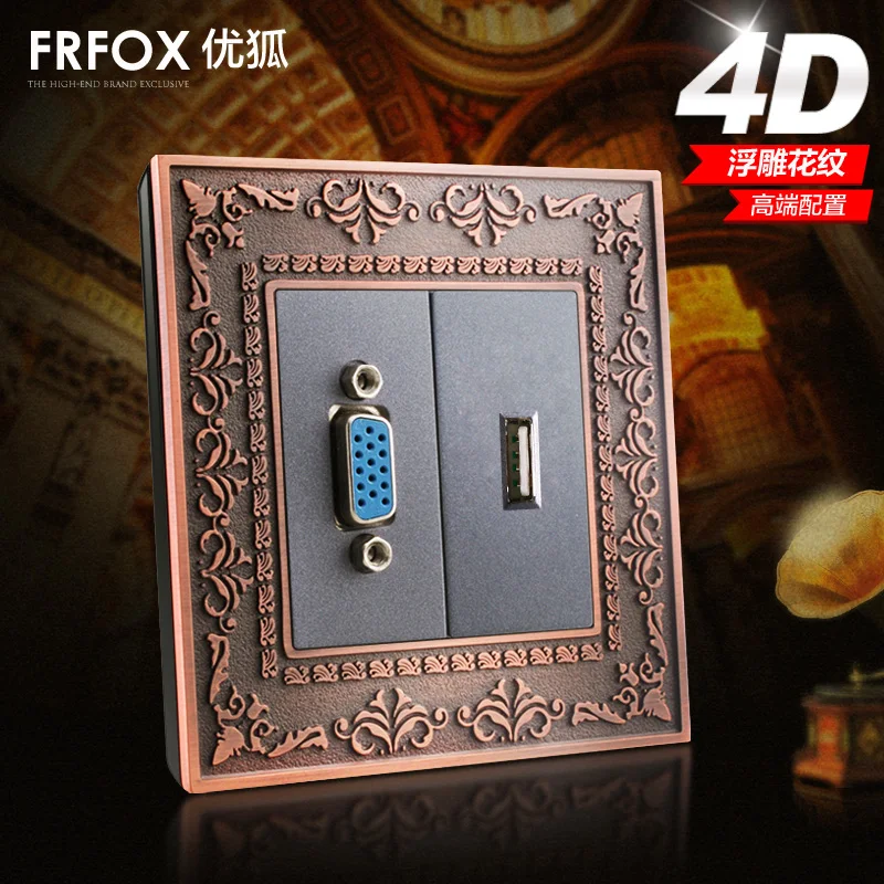 Отлично переключатель лиса гнездо панели 15 контактному VGA + USB 4D тиснением