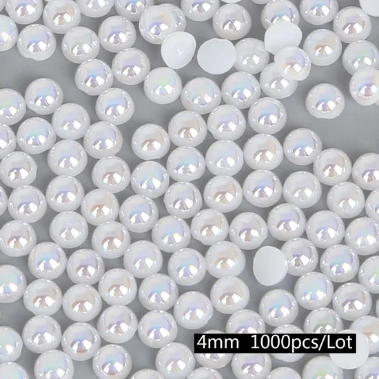 WH02 Блестящая 3D белая полукруглая ABS резиновая жемчужина с плоской задней поверхностью, драгоценные камни, бусины для дизайна ногтей, ювелирные изделия, имитация акрила, сделай сам, украшение для ногтей - Цвет: WH02