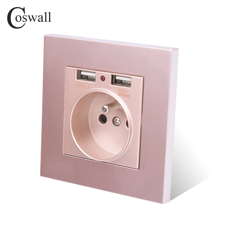 Coswall двойной usb порт для зарядки 5 в 2 1 а светодиодный индикатор 16A настенная