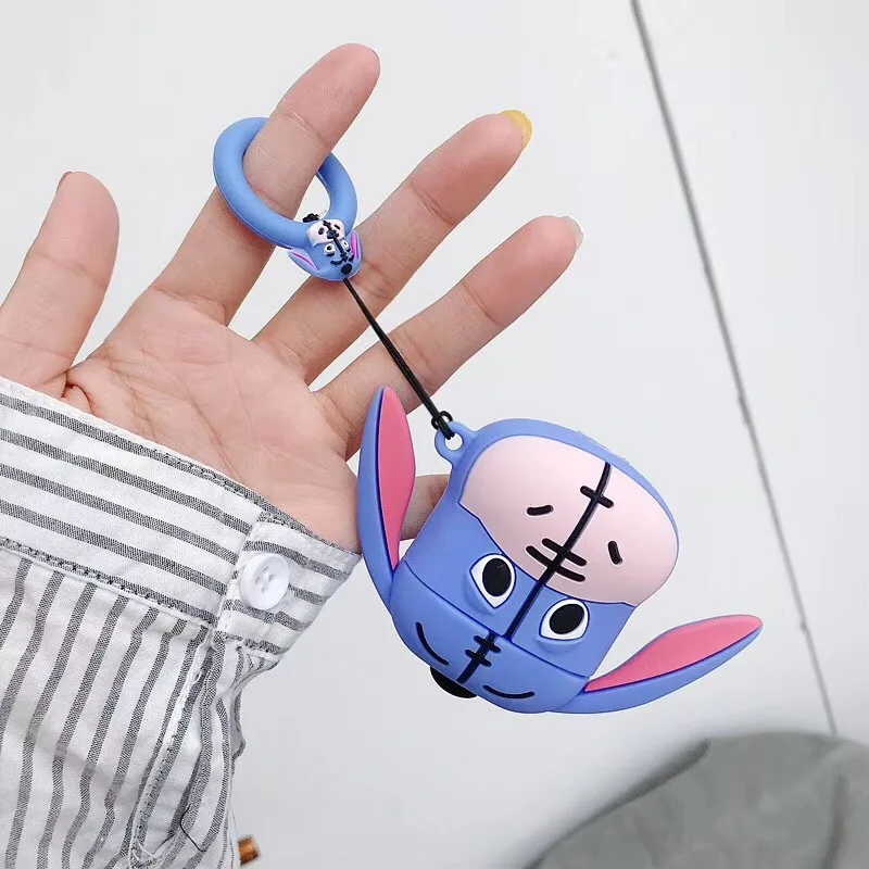 Чехол для AirPods с милым мультяшным рисунком, силиконовый чехол, беспроводной чехол для наушников для Apple Air pods 2, чехол для наушников с кольцом на палец, 3D сумка