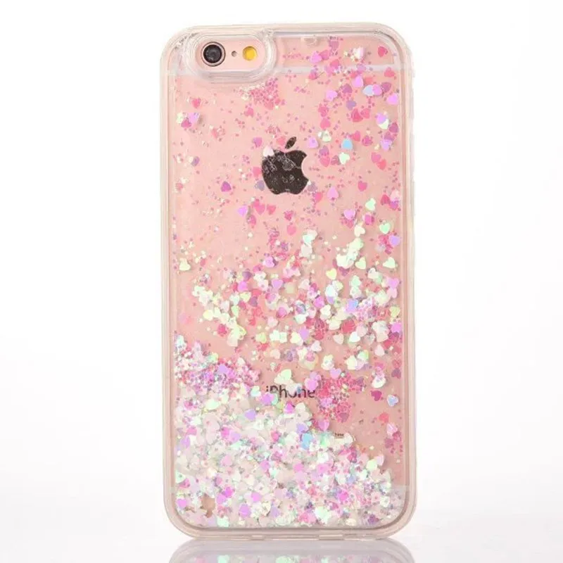 Блеск сердце любовь Жидкий чехол СПС Coque iphone 8 7 6S Чехлы для принципиально Apple IPhone