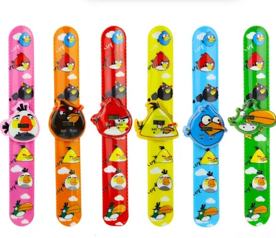 New Children Watch Cartoon Car Spider-man Ice Snow Princess Digital Watch Child Toy Patted Watch Birthday Gift Clock - Цвет: 1pc bird random