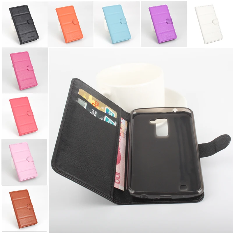 For LG K10 m2 Phone Case Folio Flip Pure Color Lichee Pattern PU Leather Wallet Cover Cash/Card Slots sanheng | Мобильные телефоны