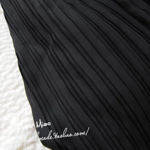 1psc Miaomiao handmade accordion black chiffon Pleated Chiffon crinkle color dress wholesale price(pleated 0.5m)