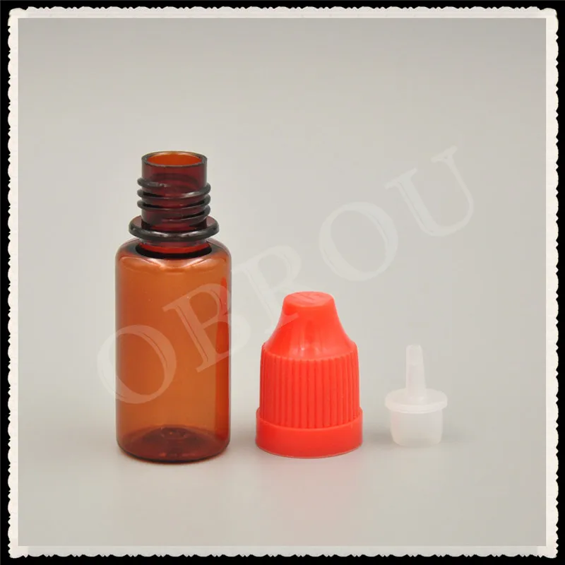 

Wholesale Free shipping 1000pcs Empty Bottle Amber PET 10ML Plastic Dropper Bottles With Screw Metal Needle Cap