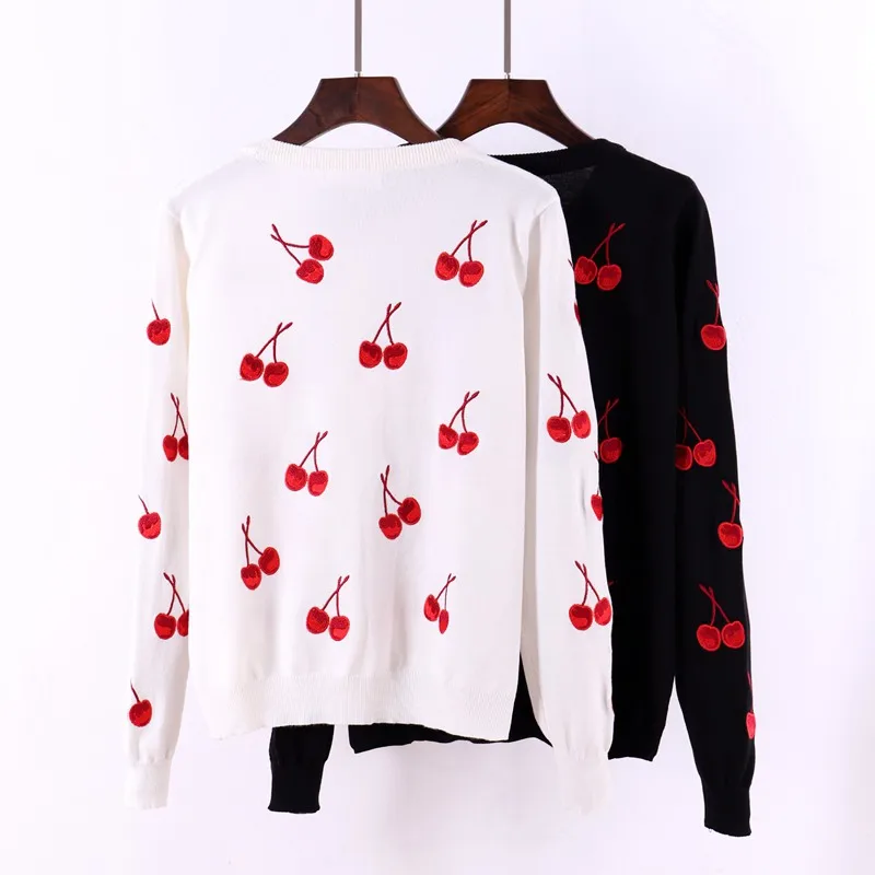 Женский трикотажный кардиган GIGOGOU с принтом вишни на весну и осень 2018 |