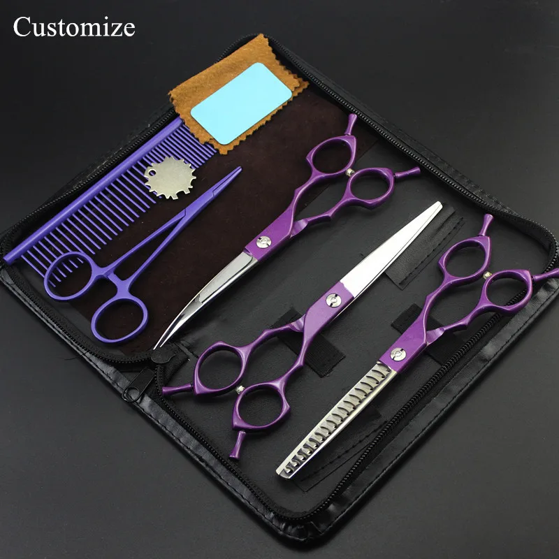 Customize 5 kit Japan 6.5 inch color Pet dog grooming hair scissors dog thinning shears pet cutting barber hairdressing scissors