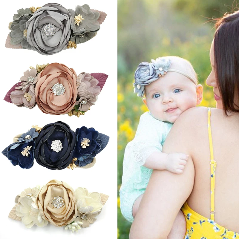 12 шт./лот винтажная повязка на голову Детские аксессуары для волос со стразами