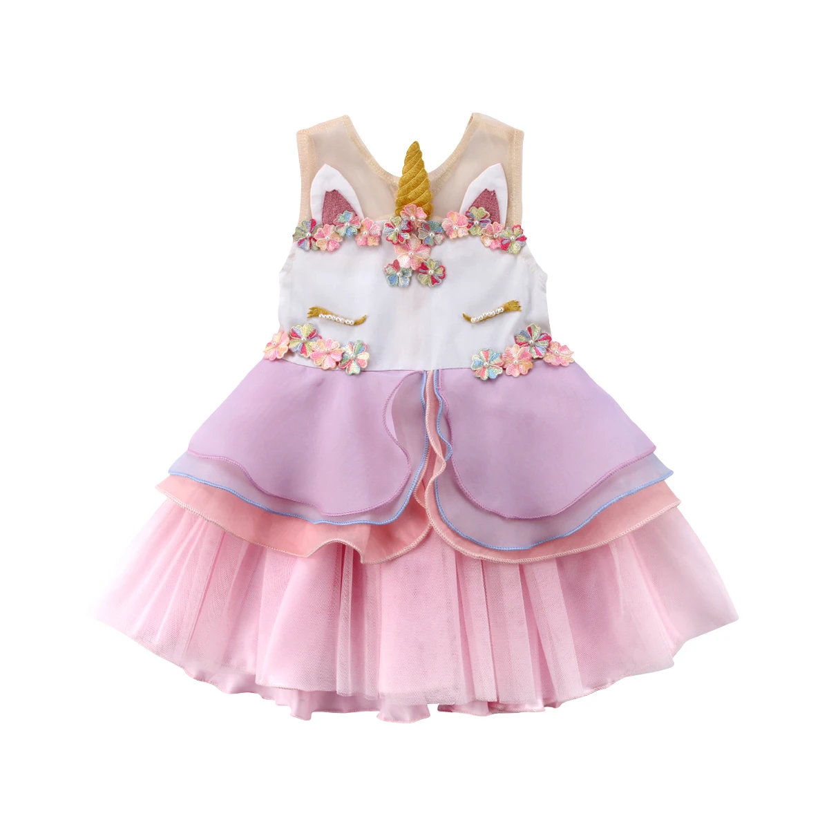 Fancy Chiffon Kids Girls Clothing Dresses Gown Tutu Ruffles Tiered Party Formal Tulle Flower Dress Girl 0-6T | Детская одежда и