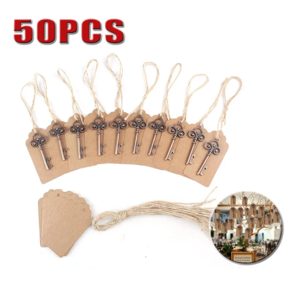 Полезные 50 комплектов Свадебные сувениры скелет ключ открывалка для бутылок