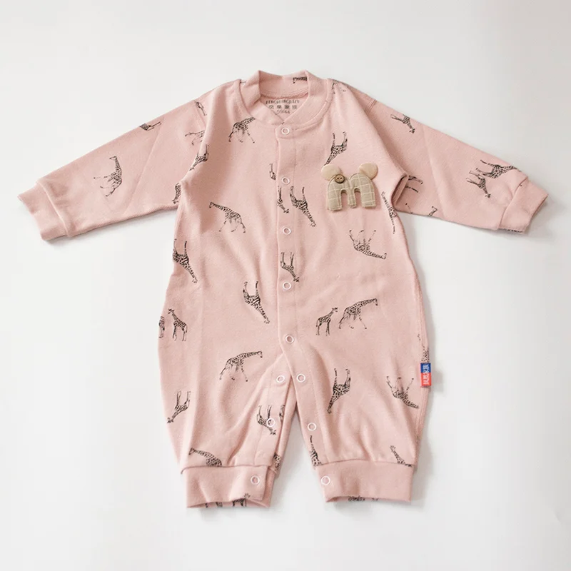 Giraffe Pink Fafami детские комбинезоны хлопок Мультфильм печатных Одежда для новорожденных Однобортный длинный рукав Одежда для малышей комбинезоны для новорожденных ползунки для новорожденных ползунки для новорожденных одежда - Цвет: Giraffe Pink