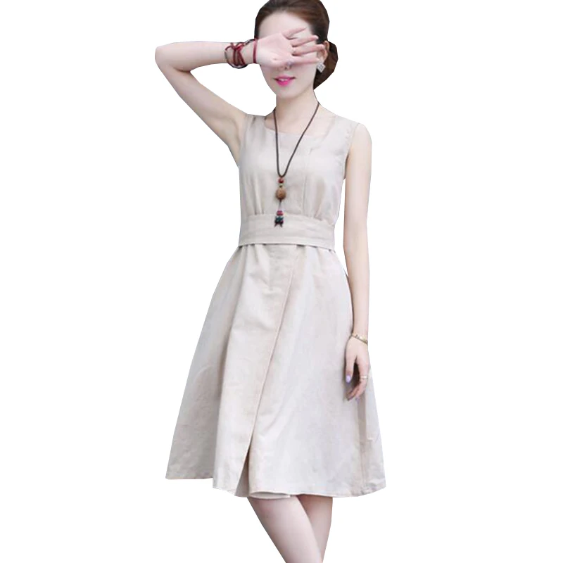 Женщины винтаж тонкий хлопок белье платья 2017 новый летний стиль dress сплошной цвет