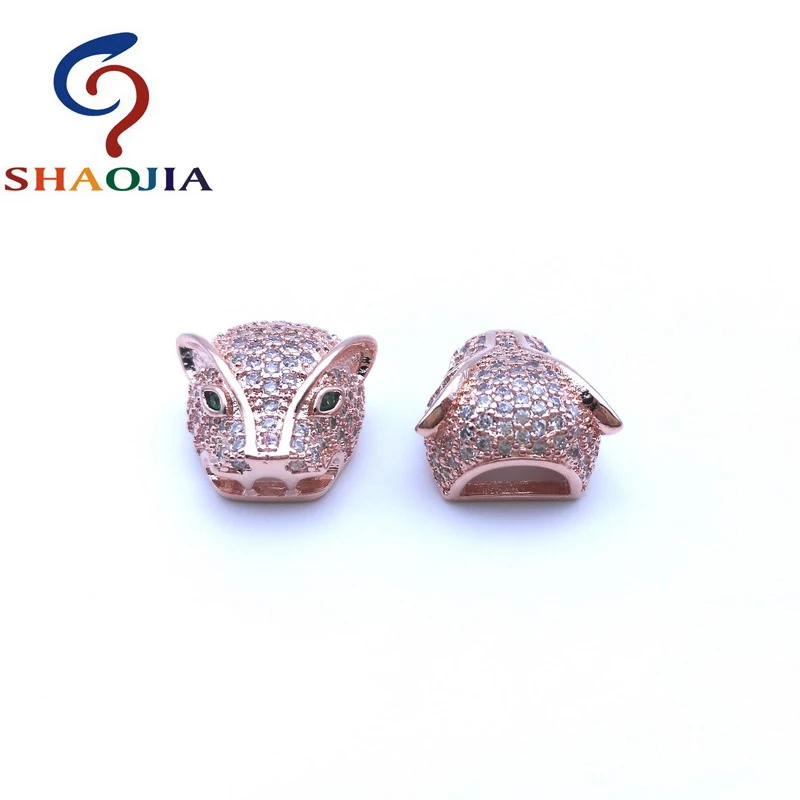 Высокое качество зеленый глаз бусины в форме головы леопарда микро проложить со