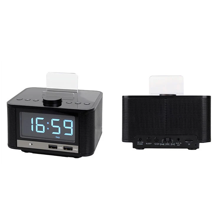 Радио будильник беспроводной bluetooth динамик цифровой для спальни с fm радио/usb