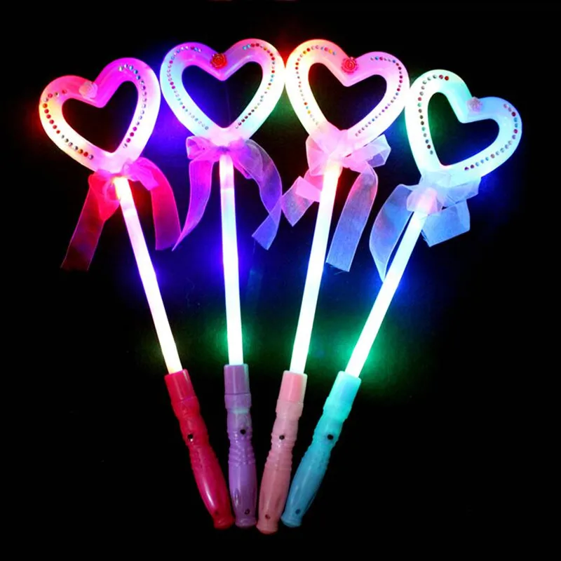 

Children Princess LED Glow Sticks Star Love Heart Flashing Fairy Wand Sticks Toys Gifts Glow Party wedding birthday