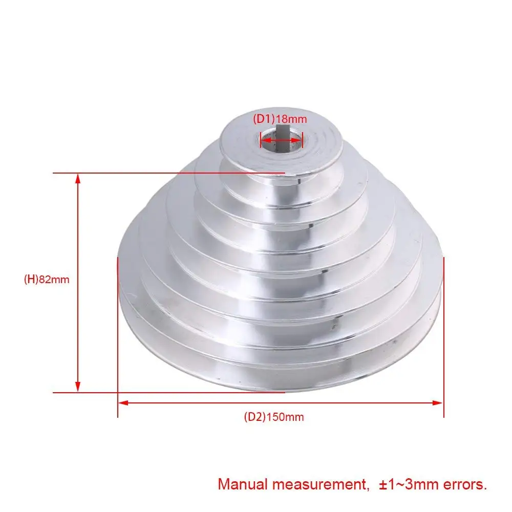 

54mm-150mm Outter Dia 18mm Bore Width 12.7mm Aluminum 5 Step Pagoda Pulley Belt for A Type V-Belt Timing Belt