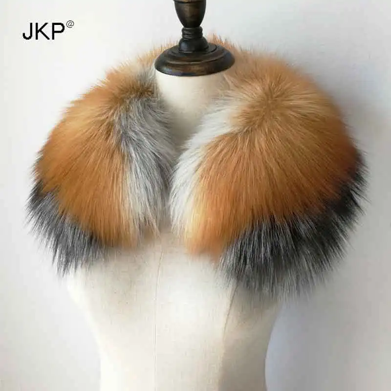 Новинка JKP 2018 Воротник из 100% натуральных волос серебряной лисы воротник красной
