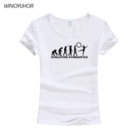 summer short sleeves cotton t shirt women evolution of gymnastics printing o neck t shirts fashion female tops tee