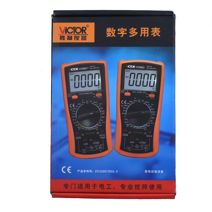 Виктор VC890C + цифровой мультиметр True RMS 2000 мкФ конденсатор с алюминиевой крышкой