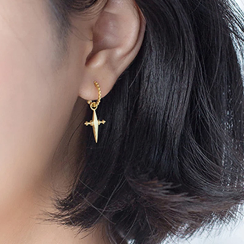 Boho Chic золото Цвет 925 серебряный крест серьги со шпилькой для женщин висит