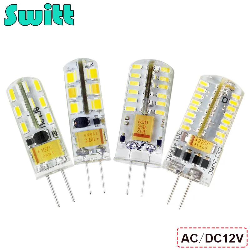 Switt светодиодный g4 ac 12 В 24 светодиодный/48 светодиодный/64 Холодный/теплый белый 3 Вт 5 светильник для