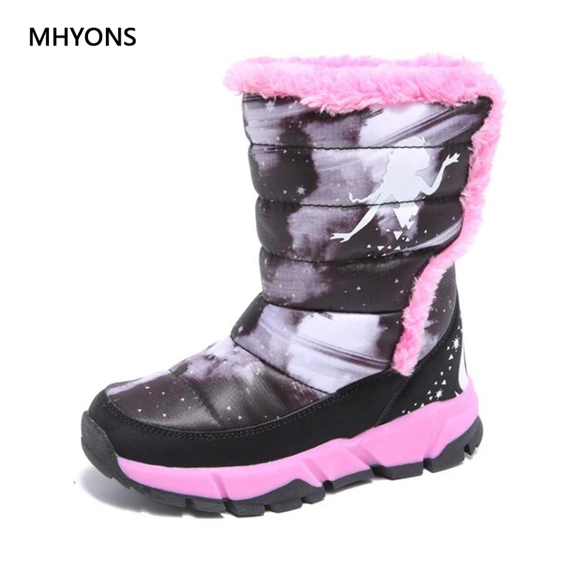 MHYONS/2018 новые ботинки для девочек теплые зимние сапоги модные плюшевые обувь