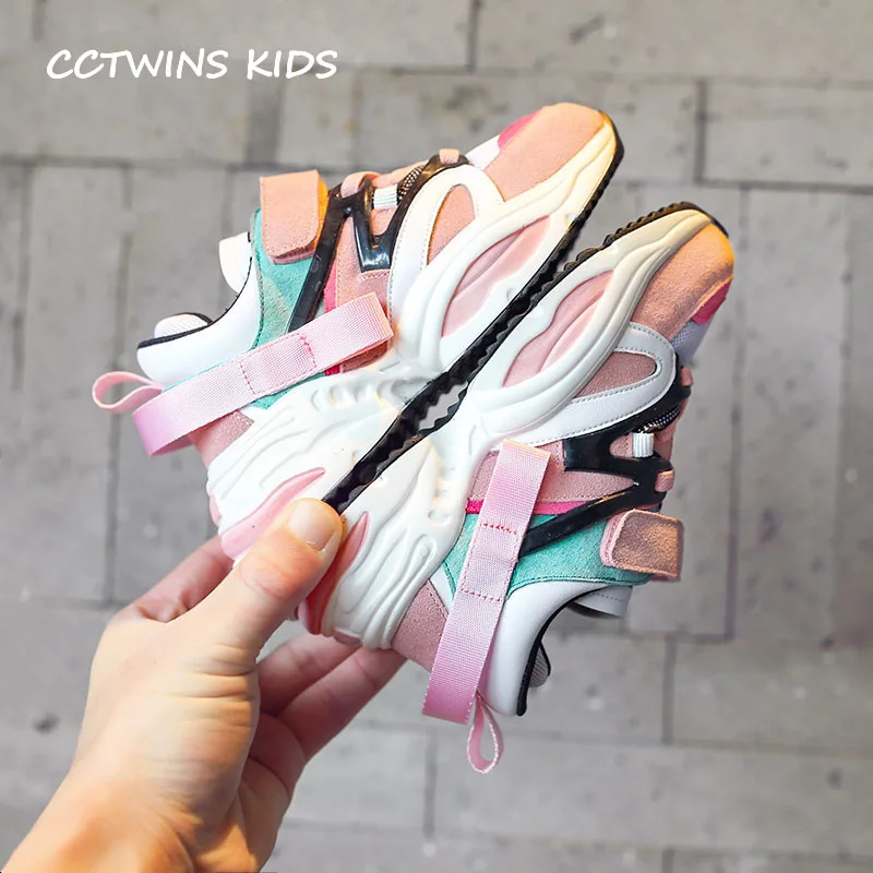 CCTWINS KIDS/ весенние детские модные спортивные кроссовки для маленьких девочек; Брендовые повседневные кроссовки из натуральной кожи для мальчиков; Цвет Черный; FS2572