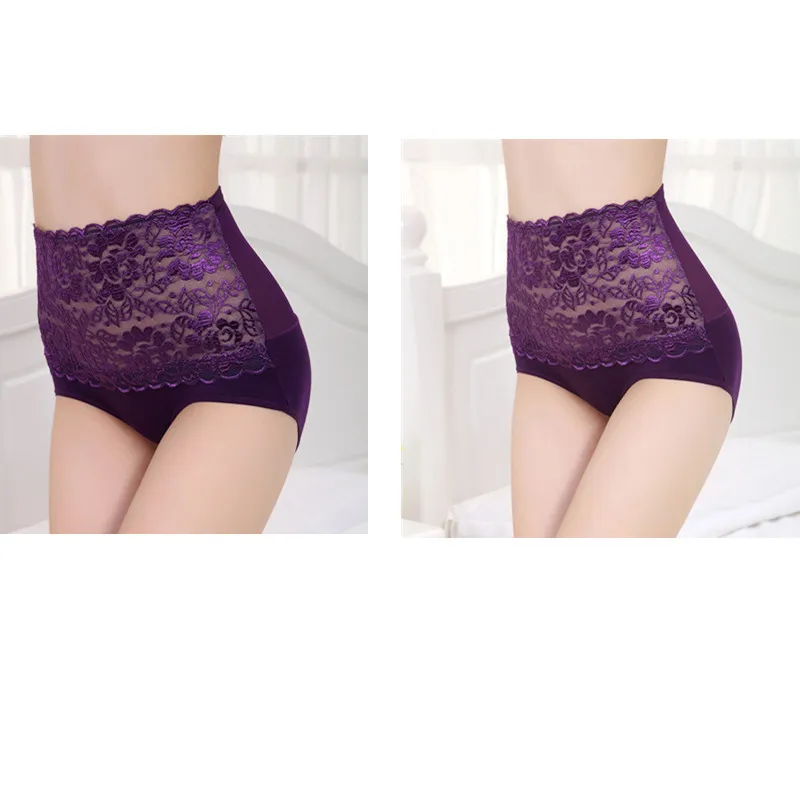 2 purple ZYSK, женские сексуальные ультратонкие трусы с высокой талией и контролем живота, женское нижнее белье для коррекции фигуры, кружевное бесшовное нижнее белье для похудения - Цвет: 2 purple