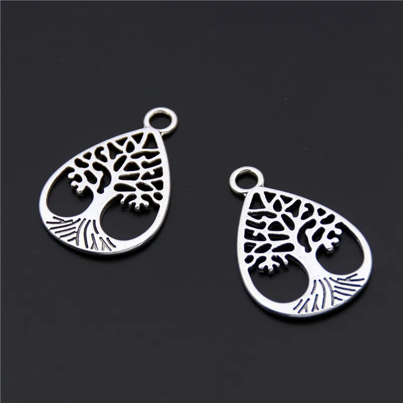 Подвеска женская в форме дерева серебристого цвета подвески виде капель воды 15