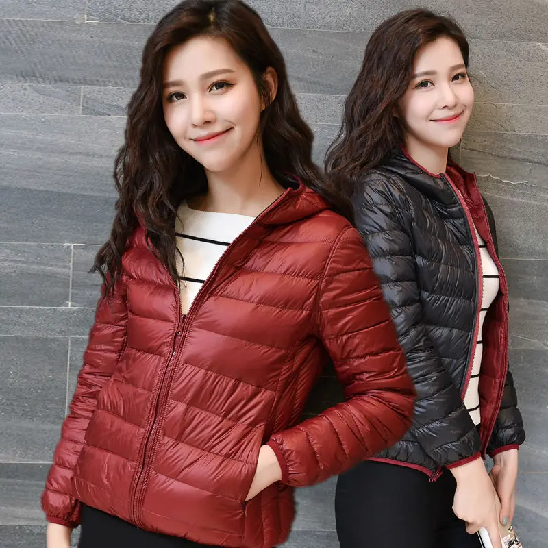 2019 Новый женский ультра светильник 90% белый пуховик Двухсторонний с капюшоном