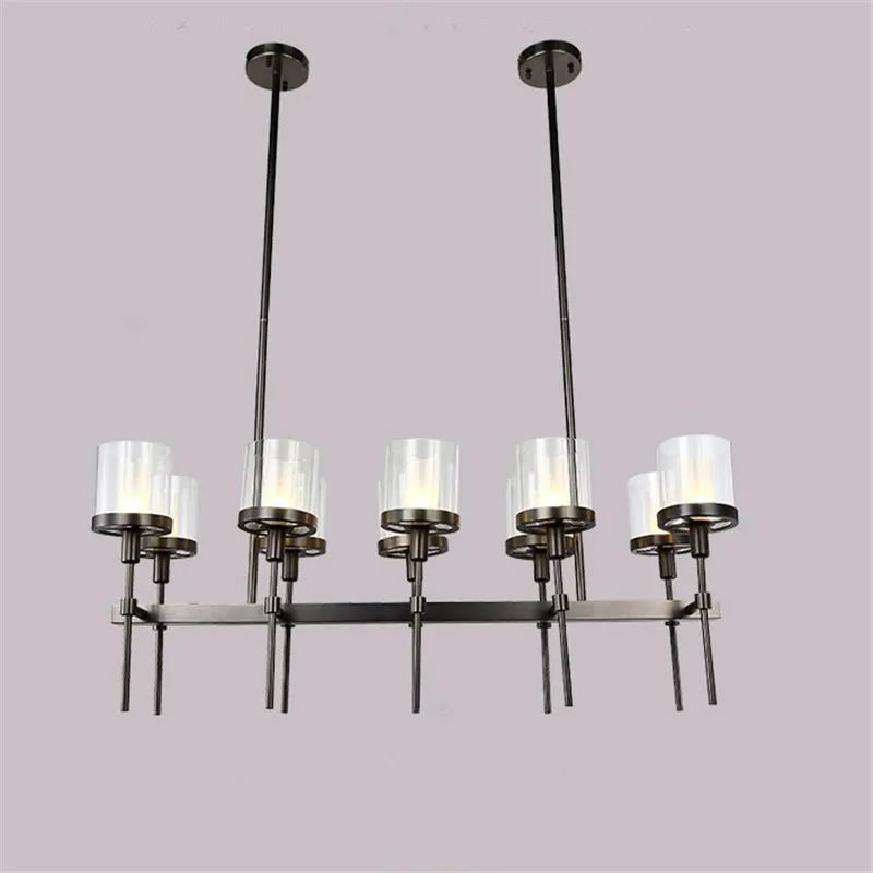 Подвесная люстра в стиле ретро черная металлическая стеклянная лампа с