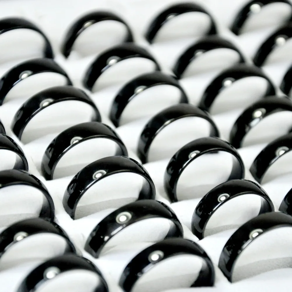 150 шт. модные яркие черные кольца из вольфрамовой нержавеющей стали для женщин и