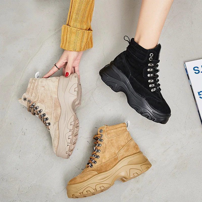 Botas mujer обувь на плоской подошве Женская платформе Обувь ботинки мартинсы