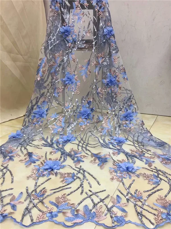 2019 новый стиль Французский Чистая кружевная ткань 3D цветок бисер африканский